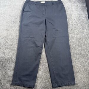 LL Bean Chino Pants Women's Size 18 Blue Straight Fit Flat Front 100%‎ Cotton